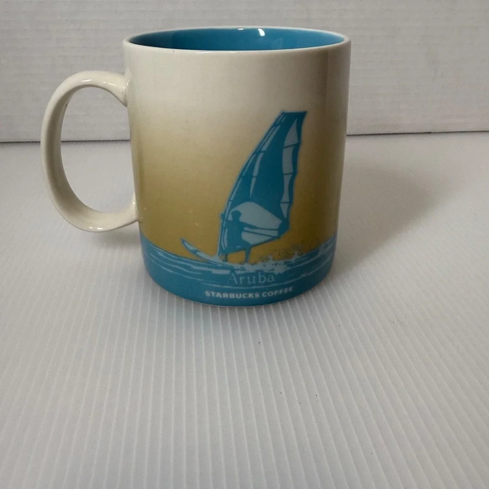 Starbucks Aruba 2015 Coffee Mug Cup Lite Blue 16oz Global Collectors Icon Series